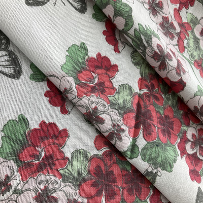 STOF France Geranium Duck Rose | Medium Weight Duck Fabric | Home Decor Fabric | 63" Wide