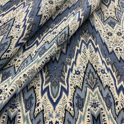 Williamsburg Bray Flamestitch Twill Indigo | Medium/Heavyweight Twill Fabric | Home Decor Fabric | 54" Wide