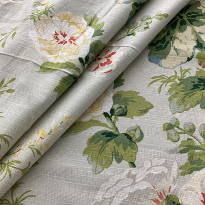 Poppy Waverly Alcea Floral Slub Duck Poppy | Medium Weight Duck Fabric | Home Decor Fabric | 54" Wide