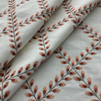 PKL Studio Clover Lane Embroidery Woven Coral | Heavyweight Woven Fabric | Home Decor Fabric | 54" Wide