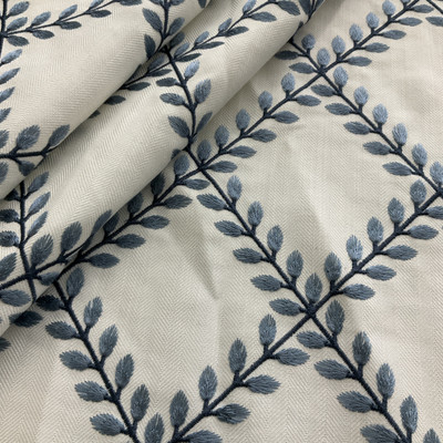 PKL Studio Clover Lane Embroidery Woven Porcelain | Heavyweight Woven Fabric | Home Decor Fabric | 54" Wide