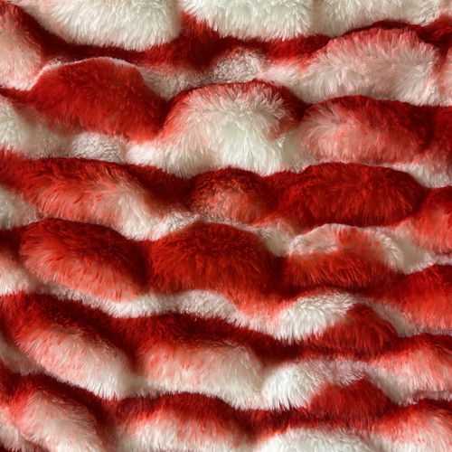 Faux Fur Fabric, Red- Width 75cm