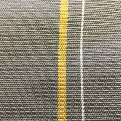 2.125 Yard Piece of Gray with Pink and Yellow Stripes | Upholstery / Drapery Fabric | 56 Wide | BTY