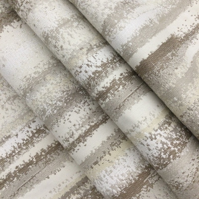 3 Yard Piece of Abstract Stripes Jacquard Fabric | Beige / Off White | Medium Weight Upholstery | 54" Wide | By the Yard