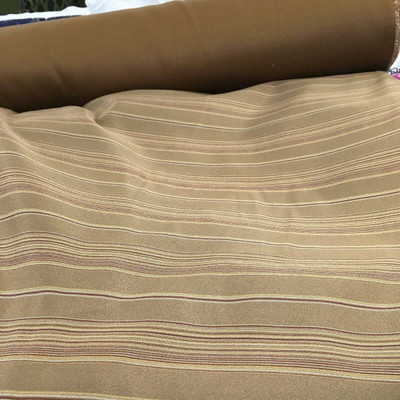 2.875 Yard Piece of Golden Brown Fabric Twill Maroon Pinstripe Clothing, Drapery Fabric By The Yard