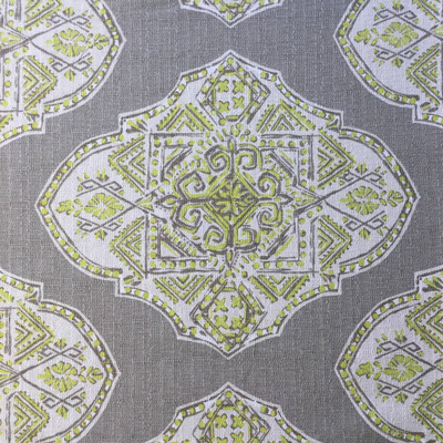 2.5 Yard Piece of Large Scale Medallions | Home Decor Fabric | Gray / Green / White | 54 Wide