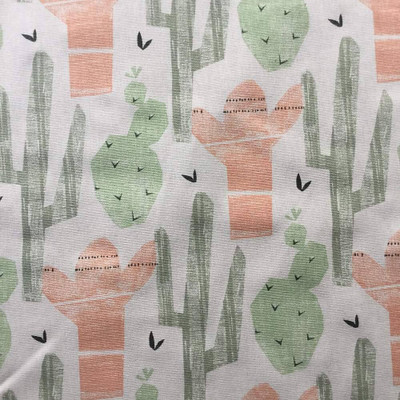 3.5 Yard Piece of Premier Prints Cactus Themed Fabric in Pink and Green | 54 Wide | By the Yard