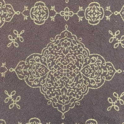 2.5 Yard Piece of Brown Boucle with Gold Medallion Extra Heavy Upholstery Fabric | By The Yard