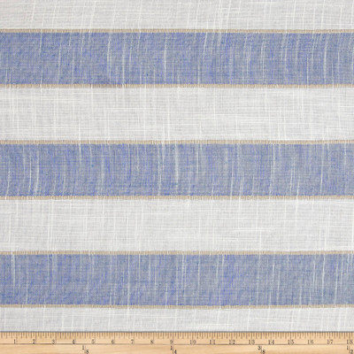 3 Yard Piece of Europatex Thick Striped 110" Sheers Blue/White | Very Lightweight Lace, Mesh Fabric | Home Decor Fabric | 110" Wide