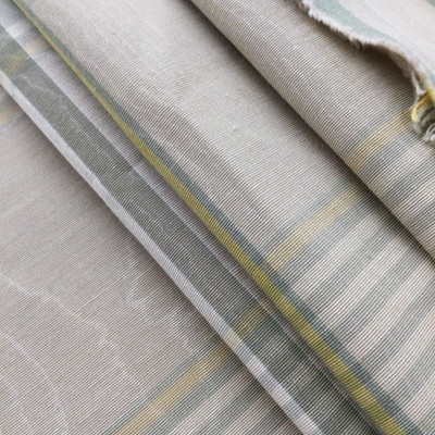 3.125 Yard Piece of Plaid with Moire in Green / Beige / Gold | Upholstery / Drapery Fabric | 54" Wide | By the Yard