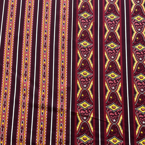 Decorative Stripes Burgundy / Red / Yellow / White | Quilting Fabric ...