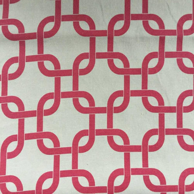 3.75 Yard Piece of Linked Squares in Pink and White | Drapery / Upholstery Fabric | 54 Wide | BTY