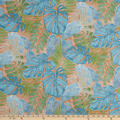 1.66 Yard Piece of Tommy Bahama Outdoor Batik Leaves Mango | Medium Weight Outdoor Fabric | Home Decor Fabric | 54" Wide