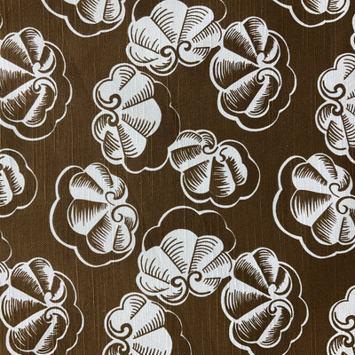 Clamshell Design in Brown and White | Home Decor Fabric | Marrion Murray Home | Medium Weight | 54" Wide | By the Yard