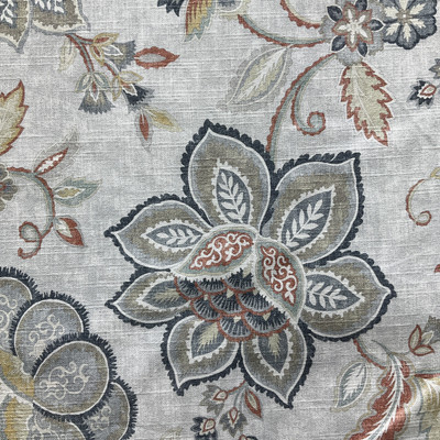 Bella in Silver | Home Decor Fabric | Floral Jacobean | 100% Cotton | Drapery | Belle Maison | 54" Wide | By The Yard