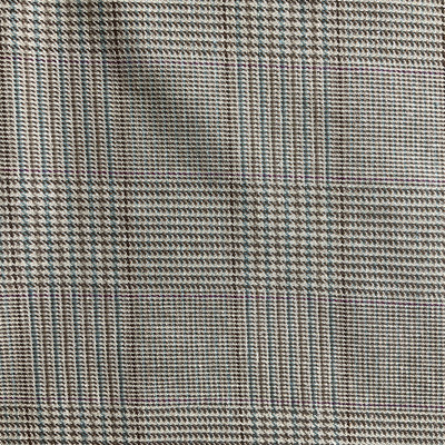Chet in Lagoon | Upholstery / Drapery Fabric | Glen Plaid in Brown / Blue / Beige | Medium Weight | 54" Wide | By the Yard