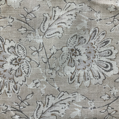 Florentino in Linen | Home Decor Fabric | Jacobean Floral in Light Beige / Off White | 54" Wide | By the Yard