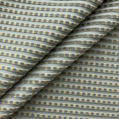 Geometric Stripes in Spa | Upholstery Fabric | Blue Beige Velvet Stripe | Medium Weight | 54" Wide | By The Yard