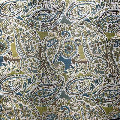 Piper in Citron | Upholstery Fabric | Blue Green Brown Paisley Jacquard | Medium Weight | 54" Wide | By The Yard