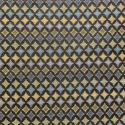 Molly in Vintage Brown | Upholstery Fabric | Yellow Blue Diamond | Medium Weight | 54" Wide | By The Yard