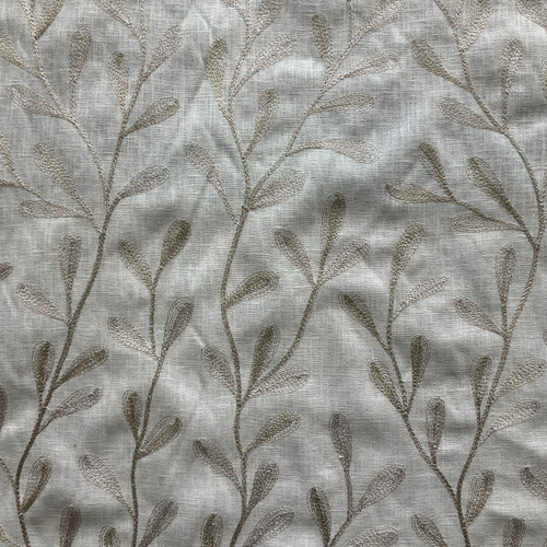 Tangle in Ivory Blush | Embroidered Drapery Fabric | Leafy Vines Linen ...