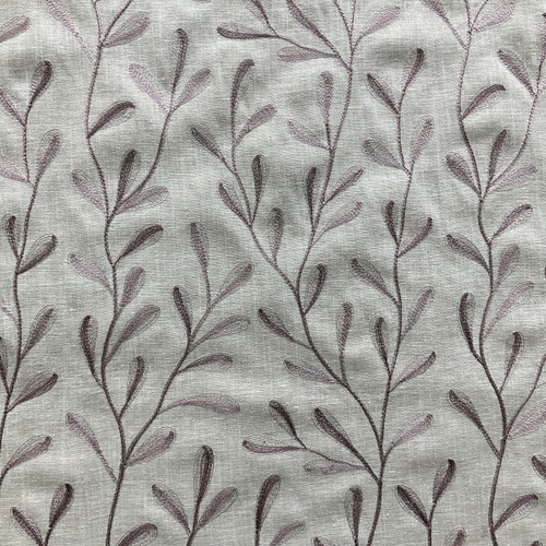 Tangle in Crocus | Embroidered Drapery Fabric | Purple Lilac Leafy ...