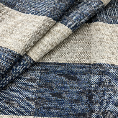 1.33 Yard Piece of Artistry Buffalo Check Basketweave Indigo | Heavyweight Basketweave Fabric | Home Decor Fabric | 56" Wide