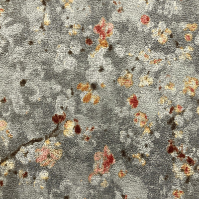 Brakenber in Rosewood | Printed Upholstery Fabric | Grey Brown Orange Pink | Abstract Floral | Felt Backed | 54" Wide | By the Yard