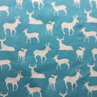 1.125 Yard Piece of Deer Silhouettes in Sky Blue Upholstery / Drapery Fabric | 54" W | By the Yard