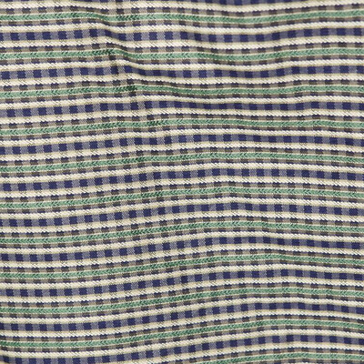 Navy And Green Plaid Drapery & Curtain Fabric By The Yard