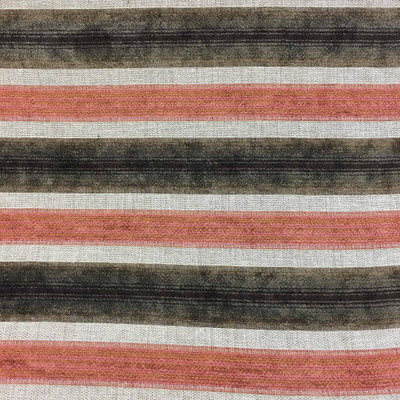 Red & Brown Plush Bold Striped Upholstery Drapery Fabric By The Yard 54 Inches