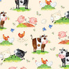 Michael Miller My Little Farm - Happy Family Farm Animals Cream | Per Half Yard