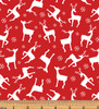 Benartex Nordic Cabin 13418P-10 Nordic Deer Red | Per Half Yard