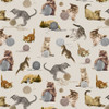 Timeless Treasures Cats Playing with Balls of Yarn CAT-CD2062 Taupe Digital | Per Half Yard
