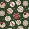 Clothworks Better Not Pout Y3784-113 Vintage Christmas Ornaments Sayings Forest Green  | Sold By Half-Yard