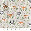 Northcott Woodland Adventures 25266-94 Mid Gray Multi Animal Heads | Per Half Yard