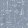 Michael Miller Bon Voyage -  Sail Plan Sailboats Blue | Per Half Yard