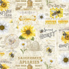 Timeless Treasures Honeybee Farm - Vintage Bee Farm Sign | Per Half Yard