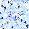 QT Fabrics | Blossoms of Blue 29869-B Tossed Watercolor Flowers Light Blue | Sold By Half-Yard