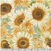 Robert Kaufman Autumn Fields SRKM 21573-15 Ivory Sunflowers Metallic| Per Half Yard