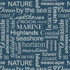 Benartex Coastal Burlap 16059-54 Coastal Words Blue | Per Half Yard