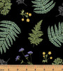 Benartex Whispering Lilies 16228-12 Fern Medley Black Botanicals | Per Half Yard