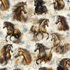 QT Fabrics Stallion Song 29936-E Horse Allover | SOLD BY THE HALF-YARD