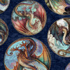 QT Fabrics Dragon Fyre 29928-N Dragon Round Picture Patches| Per Half-Yard
