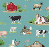 Riley Blake Spring Barn Quilts | Main Parchment Barn Quilt Farm Animal CD14330-Teal | Per Half Yard
