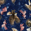 QT Fabrics American Spirit 30128-N Eagle and American Flag Toss | Per Half-Yard
