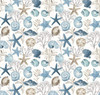 Riley Blake Blue Escape C14511 Ocean Floor Seashells Off White | Per Half Yard