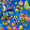 Michael Miller Sea World 11486 BLUE Splashtastic Tropical Fish Ocean | Per Half Yard