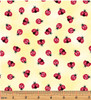 red ladybugs on yellow background (fabric)