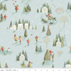 Riley Blake - Magical Winterland C14942-Blue Winter Village Scene Skaters Children| Per Half Yard